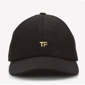 Tom Ford Black Canvas Cap with Gold Logo